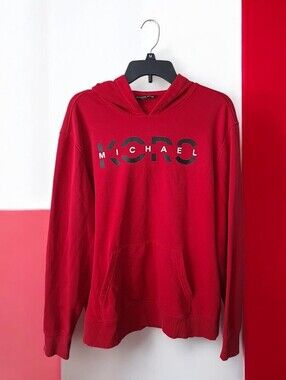 Michael Kors Men's Red Logo Crewneck Hoodie
